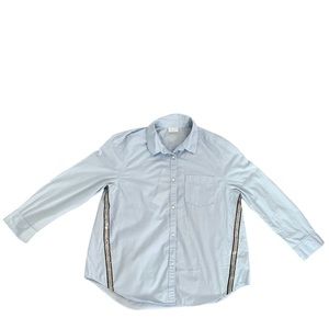 Abound Blue Button Down Shirt Sequin Stripes Size S